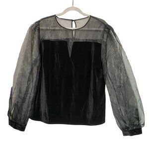 NWT NEW YORK & COMPANY Organza-Sleeve Velvet Top